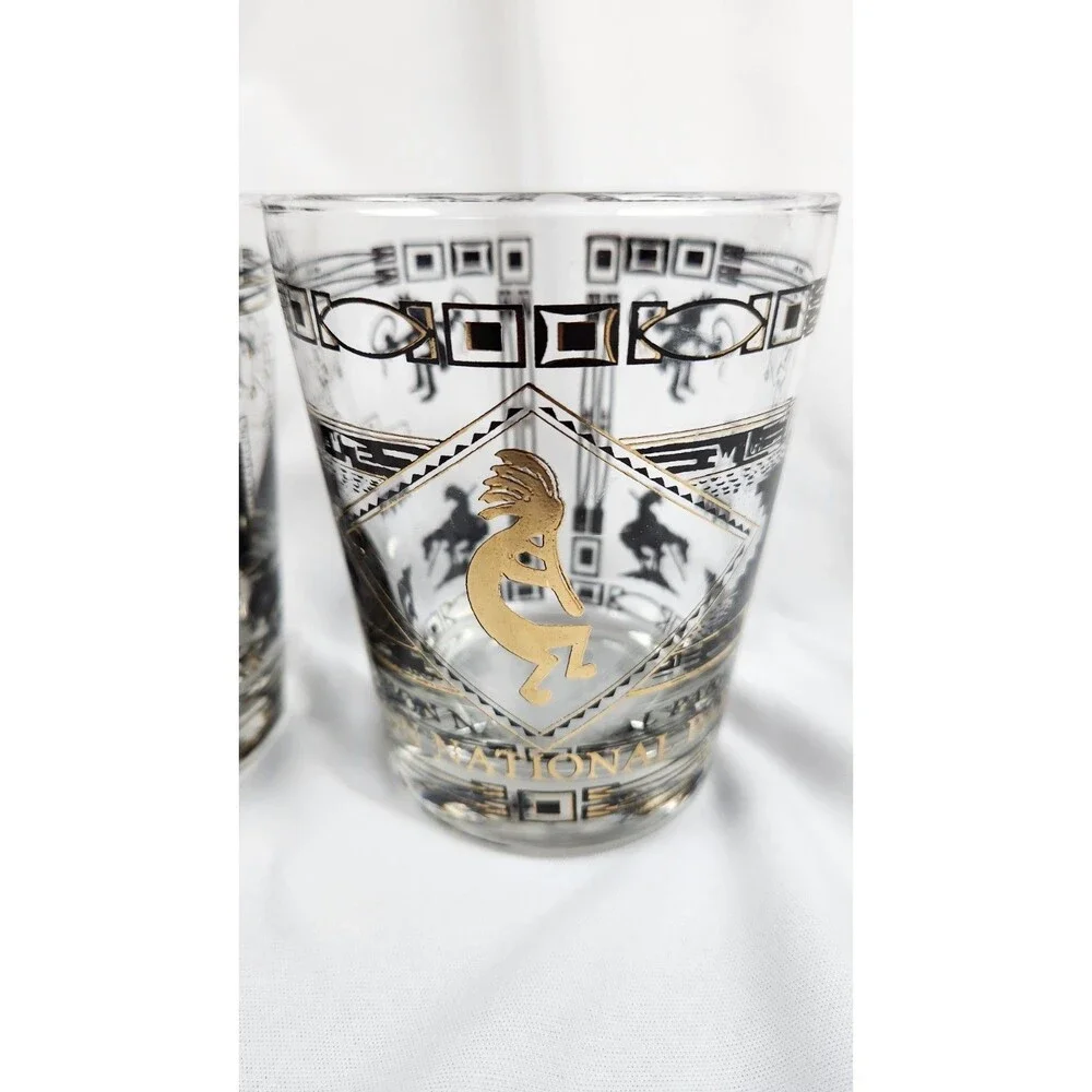 ZION UTAH NATIONAL PARK  Glass Set Kokopelli, Thunderbird,Bear,Native American